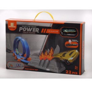 Pista Lanzacoches Doble Loop 22 piezas Power