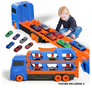 Camión Portavehículos con Pista Extensible Racing