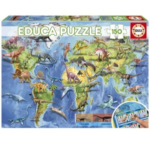 Puzzle 150 Mapamundi Dinosaurios