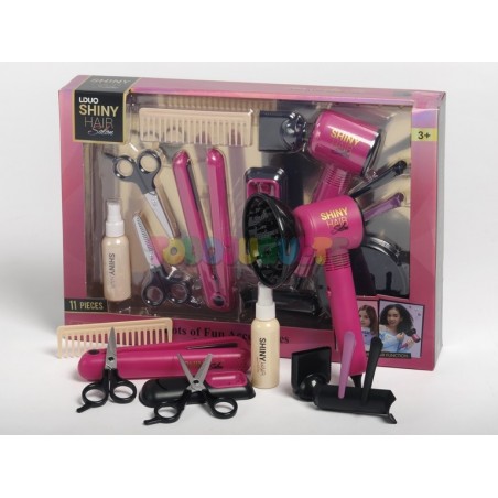 Set De Peluquería Infantil Rosa Con Secador Y Accesorios | Juego De Imitación Para Niños De 3 Años | Incluye Bolsa De Transporte