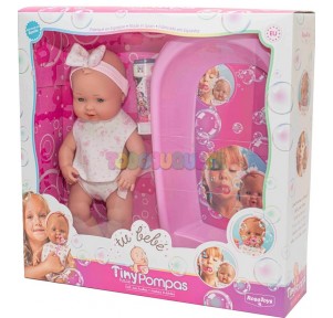 Muñeca Bebé Tiny Pompas con Bañera