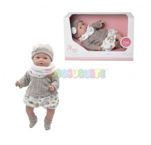 Muñeca Daniela Llorona Bufanda Gris 40cm