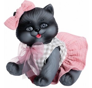 Gato Reborn Negro Vestido Rosa