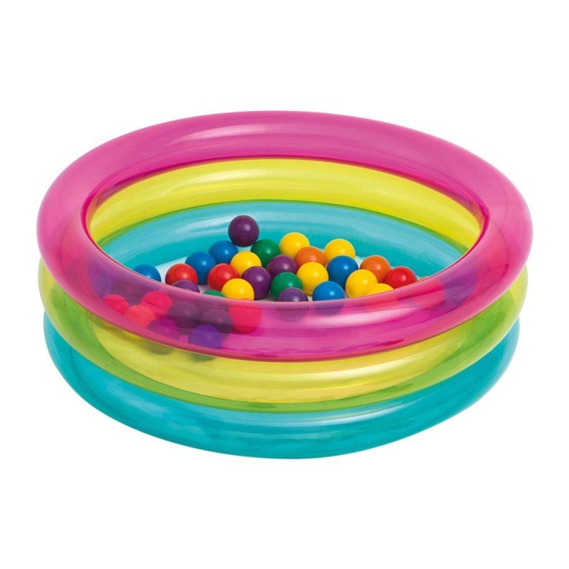 Piscina Hinchable 3 Aros Multicolor 50 bolas 86x26