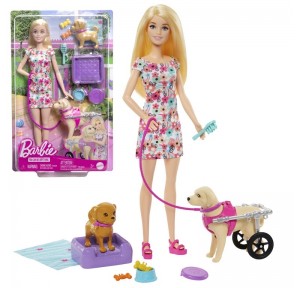Muñeca Barbie Paseadora Perro Silla Ruedas