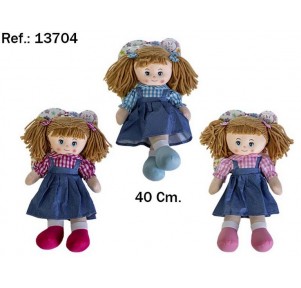 Muñeca Tela Falda Vaquera 40cm Surtido