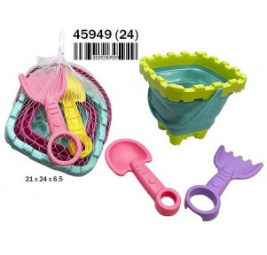 Cubo Playa Plegable con Pala y Rastrillo Surtido