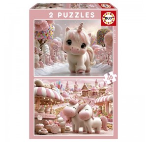 Puzzle 2 x 48 Unicornios Dulces