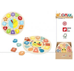 Reloj madera puzzle multicolor surtidos Woomax