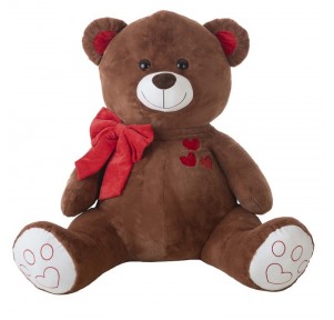 Peluche Oso Súper Lazo Rojo con Corazones 75cm