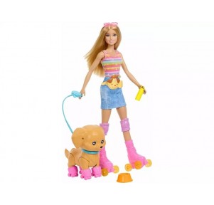Barbie Muñeca Patina y Corre con Perrito