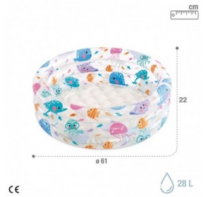 Piscina Bebé 3 Aros Animales Marinos 61x22 cm