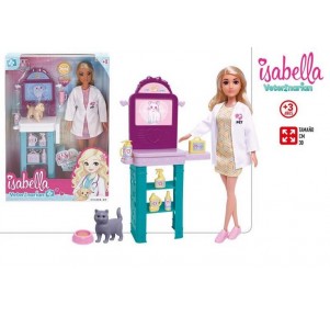Muñeca Isabella 30cm Con Accesorios Mascotas