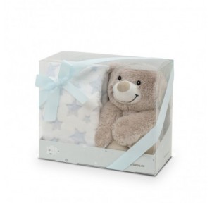 Set peluche oso + manta estrellas Interbaby