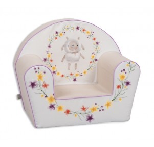 Sillón Infantil Beige Blanco Oveja Flores