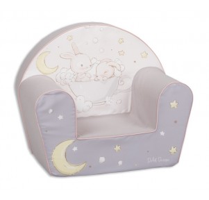 Sillón Infantil Gris Conejitos en Taza Noche
