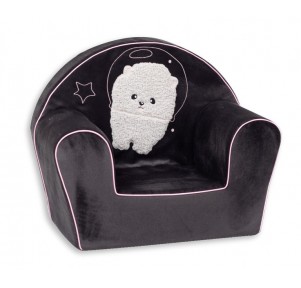 Sillón Infantil Negro Ribete Rosa Perro Rizo