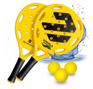 Raquetas Plástico Amarillo + 3 Pelotas Foam