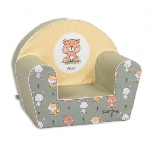 Sillón Infantil Verde Amarillo Osito Bear