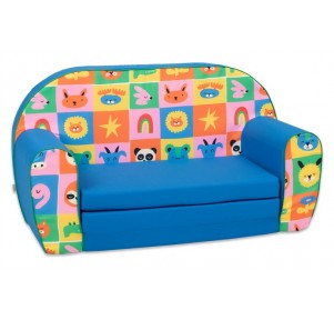 Sofá Cama Infantil Azul-Multicolor Animalitos
