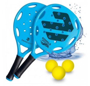 Raquetas Plástico Azul + 3 Pelotas Foam