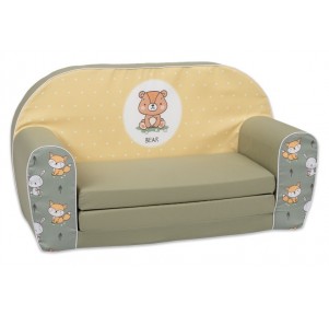Sofá Cama Infantil Verde-Amarillo Osito Bear