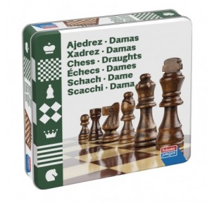 Juego Ajedrez Damas Caja de Lata
