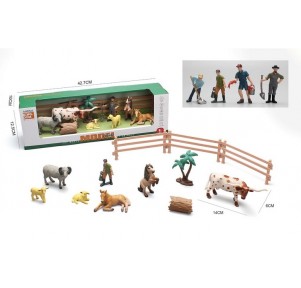 Set Granja 6 Animales Con Granjero Model Series