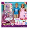 Set Pareja Muñeca Embarazada Carrito Anlily