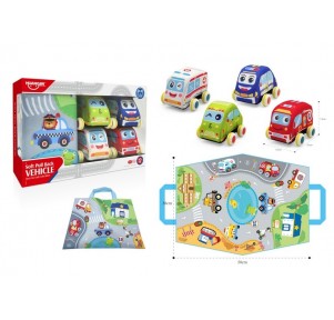 Set 4 Vehículos Blanditos Tapete Ciudad Preescolar