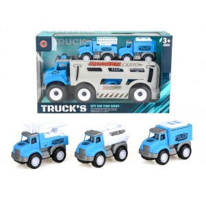 Camión Policía Portavehículos 3 Vehículos Trucks
