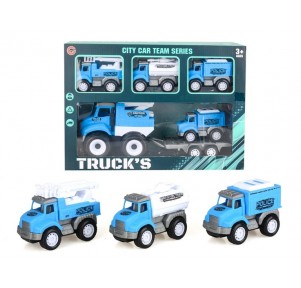 Set Policía Grúa Con Remolque Y 4 Vehículos Trucks