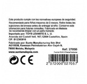 Puzzle Eva Sensorial 6 Placas Texturas 25x25 cm