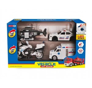 Playset 4 Vehículos Emergencias Luz Y Sonido 1:20