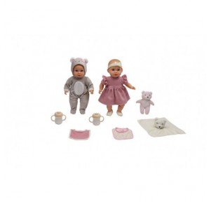 Set 2 Muñecos Bebé Mellizos 35cm y Accesorios 2Sdo