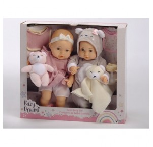 Set 2 Muñecos Bebé Mellizos 35cm y Accesorios 2Sdo