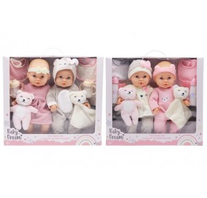 Set 2 Muñecos Bebé Mellizos 35cm y Accesorios 2Sdo