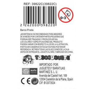 Barco Pirata Con Palmera Vigilancia Y Accesorios