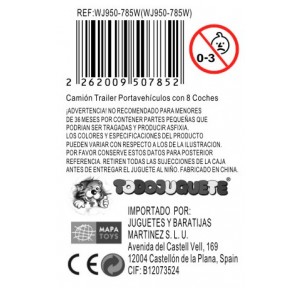 Camión Portavehículos 8 Coches 4x4 1:30 Inertiatoy