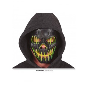 Máscara Pvc Negra Sonriente Con Luz