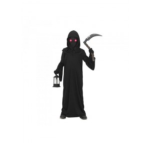 Túnica Negra Con Capucha Ojos Rojos 5-6 Años 132cm