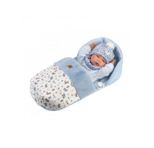Muñeco Nico Recién Nacido 40cm Saco Azul