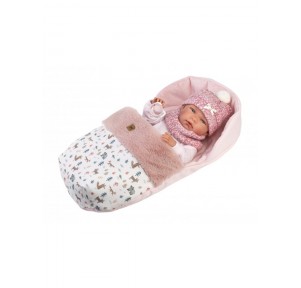 Muñeca Nica Recién Nacida 40cm Saco Rosa