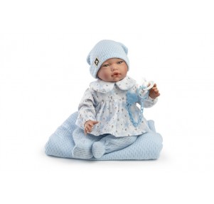 Muñeco Classic Noé Peso 42cm Mantita Azul
