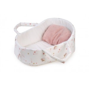 Capazo Muñeca Blanco y Rosa con Cojín