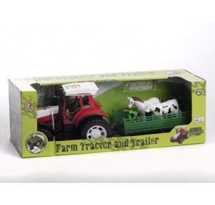 Tractor Remolque Animales 2 Colores Sds Verde-Rojo