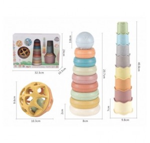 Baby Set 18 Piezas Pirámide, Cubos Y Bola Cascabel