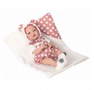 Muñeca Mia Llorona Mantita Topos 40cm