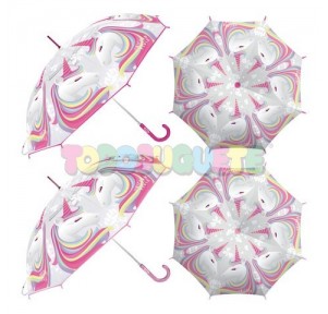 Paraguas transparante 48 cms Unicornios surtido